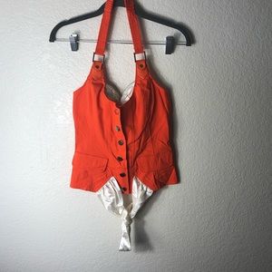 3 For $25-OhYes Halter Top W/White Ribbon Bow